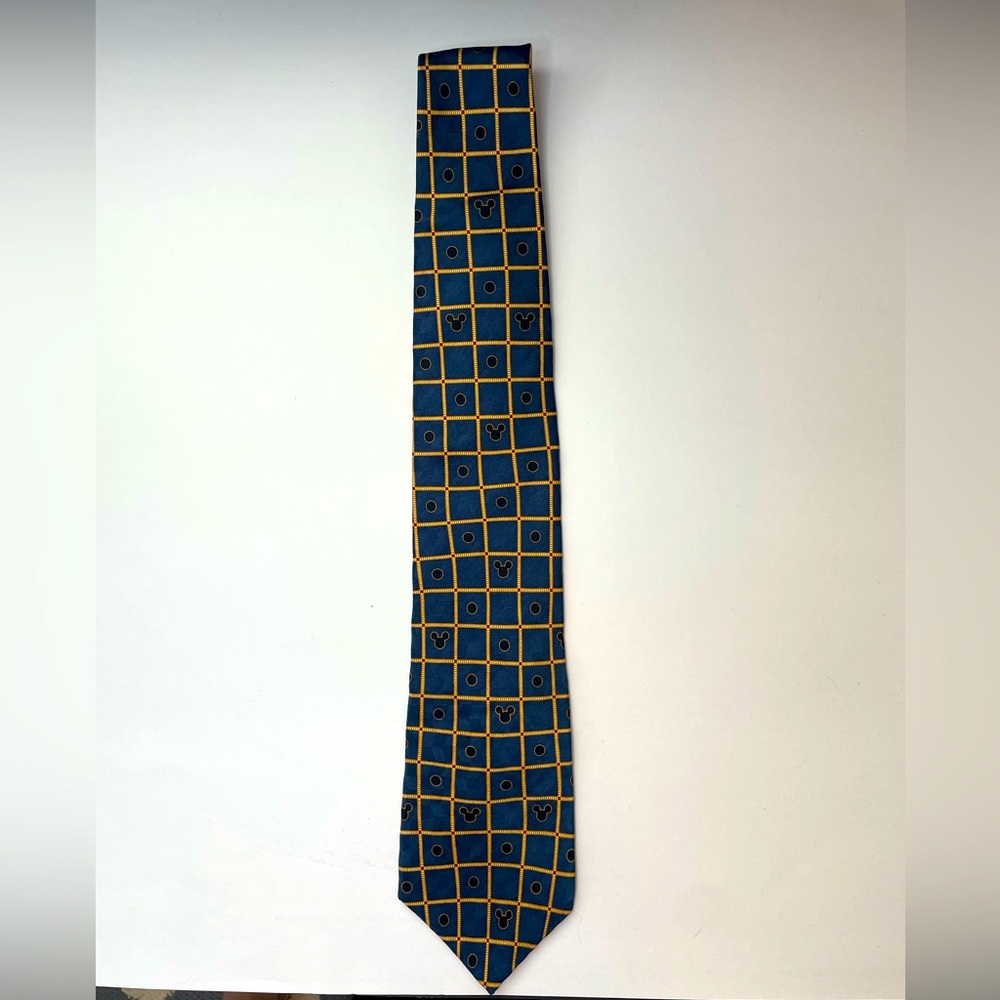 Walt Disney World Men's Silk Neck Tie Mickey Teal Gold Black